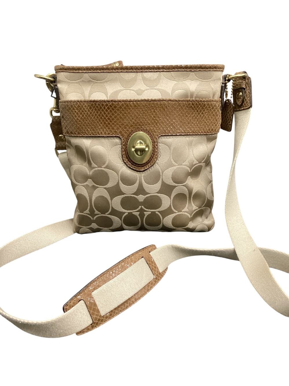 VTG Coach Bag Women’s Peyton Signature Canvas Swing Pack/ Crossbody Leather Trim